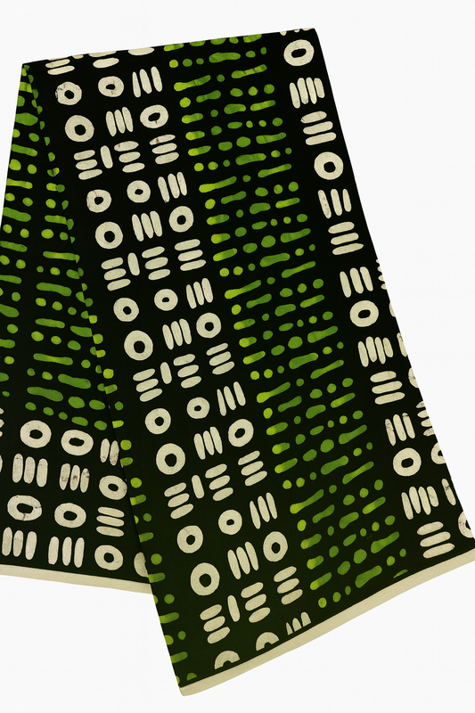 Bold Green Mud-Cloth Inspired African Print – 100% Cotton