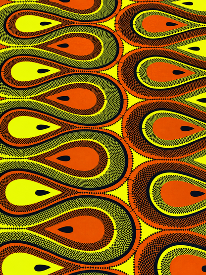 Orange & Yellow African Print Fabric – 100% Cotton Ankara Wax Print | 6 Yards
