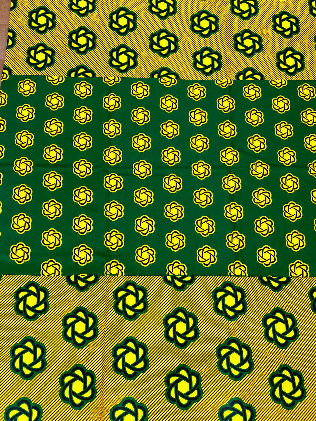 Green & Yellow African Print Fabric – Two-Tone Ankara Wax Print | 6 Yards