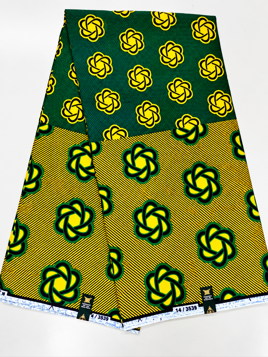Green & Yellow African Print Fabric – Two-Tone Ankara Wax Print | 6 Yards