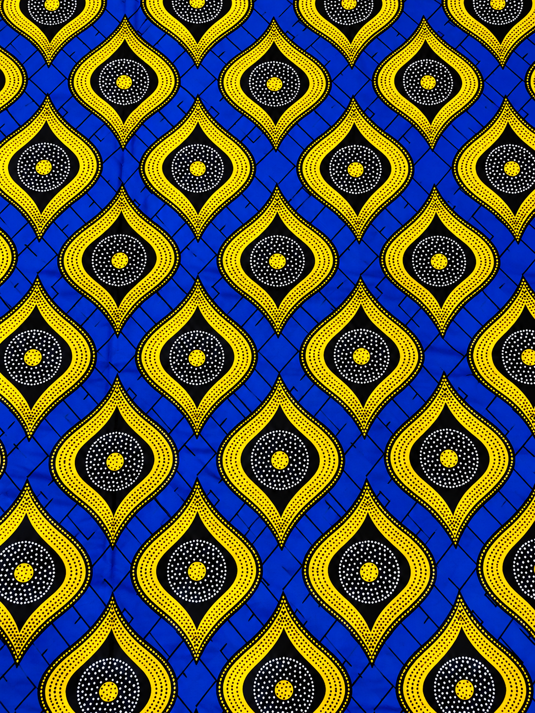 Royal Blue & Yellow African Print Fabric – 100% Cotton Ankara Wax Print | 6 Yards