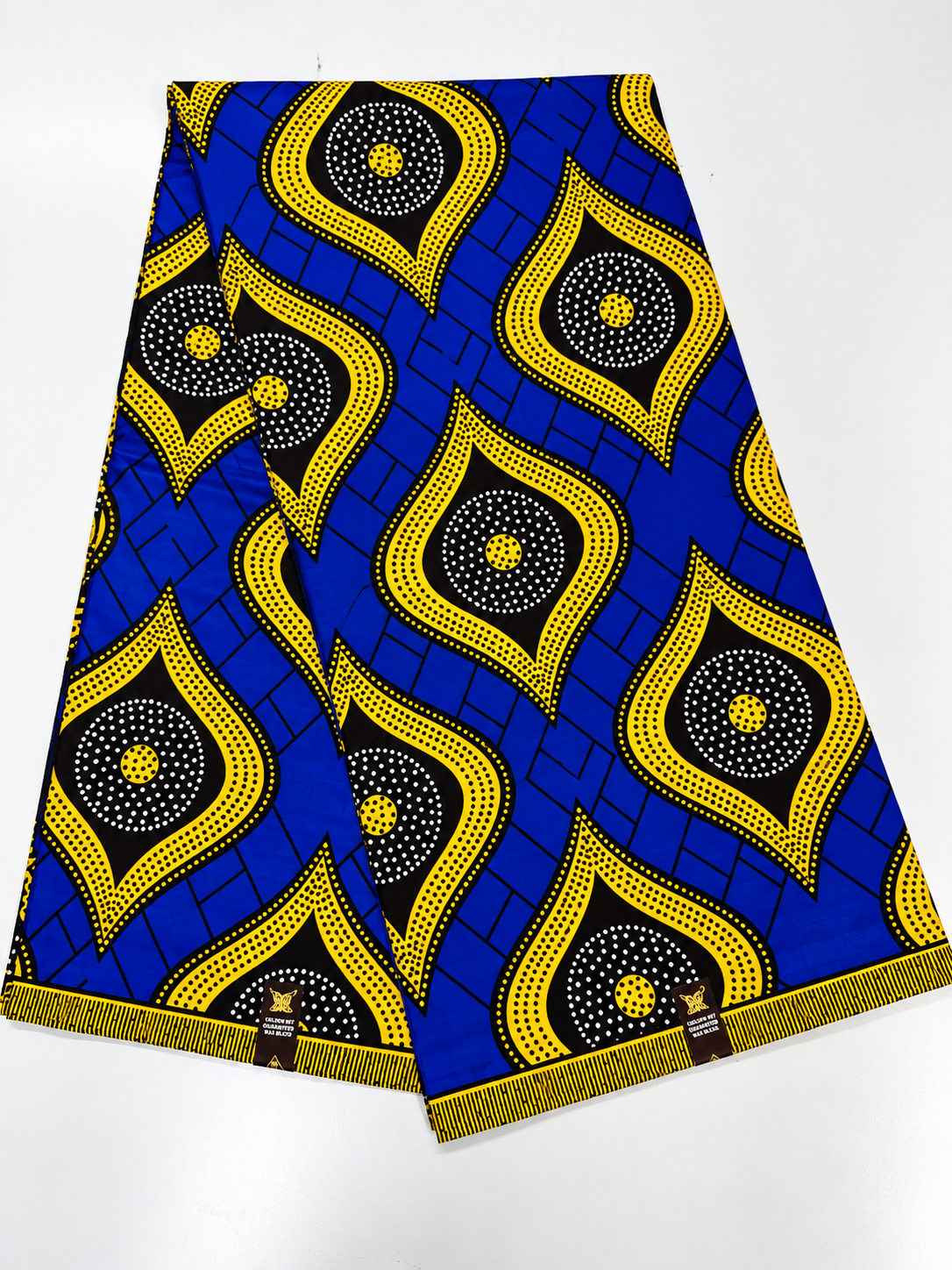 Royal Blue & Yellow African Print Fabric – 100% Cotton Ankara Wax Print | 6 Yards