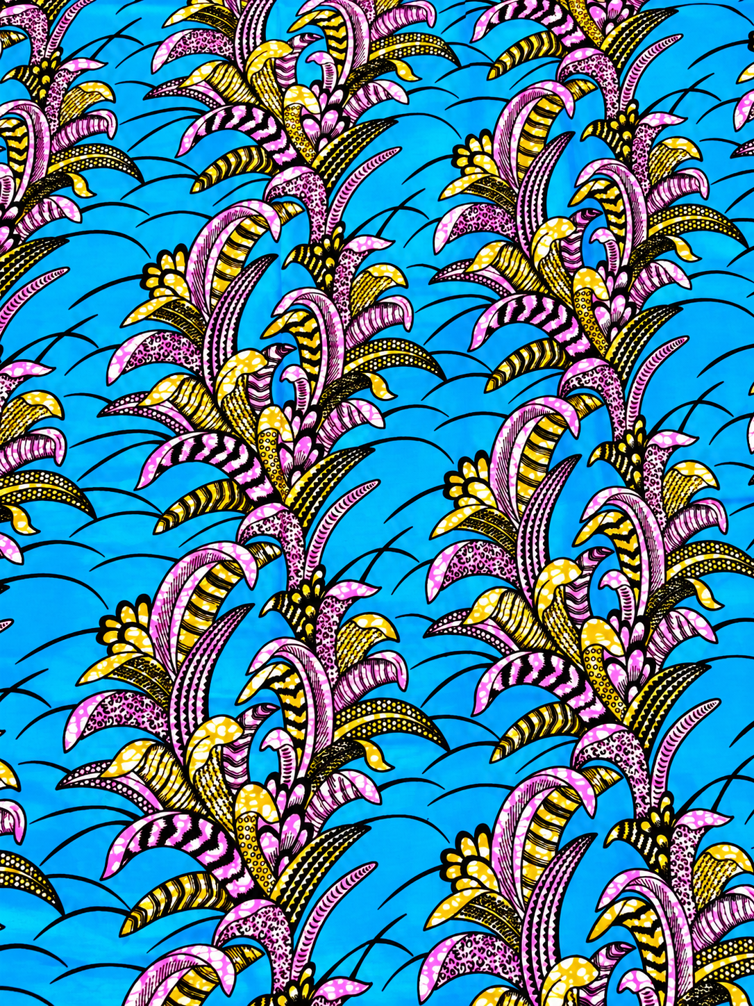 Blue, Pink & Gold African Print Fabric – 100% Cotton Ankara Wax Print | 6 Yards