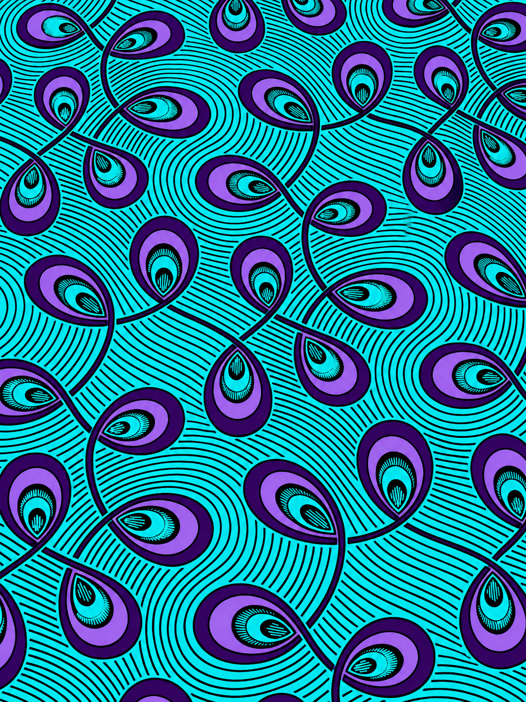 Turquoise & Purple African Print Fabric – 100% Cotton Ankara Wax Print | 6 Yards