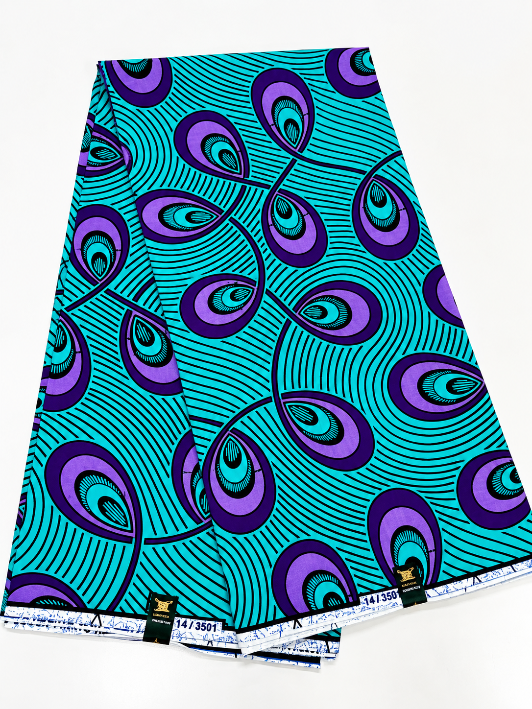 Turquoise & Purple African Print Fabric – 100% Cotton Ankara Wax Print | 6 Yards