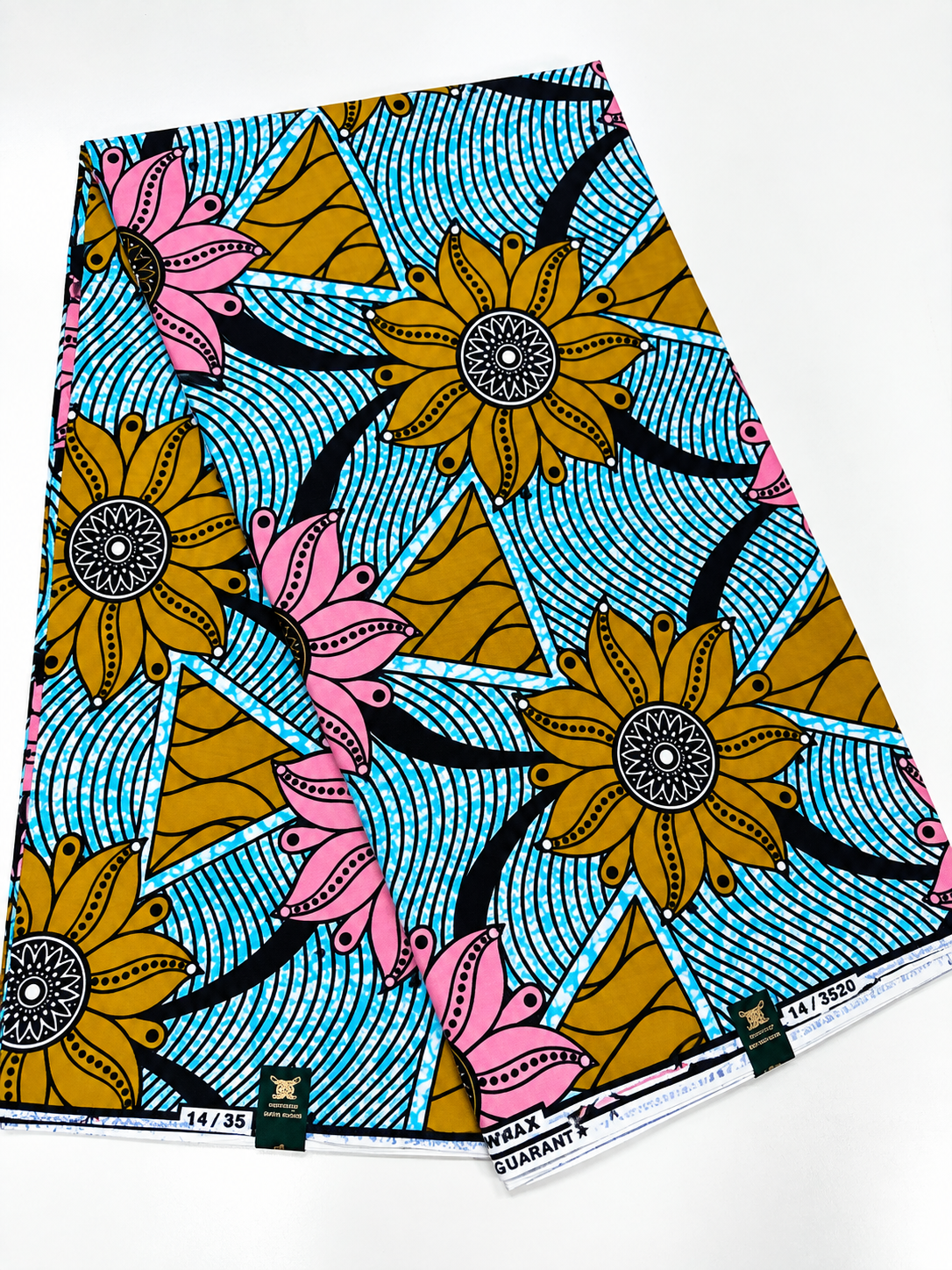 Blue, Pink & Gold Floral African Print Fabric – 100% Cotton Ankara Wax Print | 6 Yards
