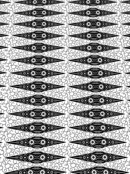 Black & White African Print Fabric – Floral Geometric Ankara Wax Print | 6 Yards