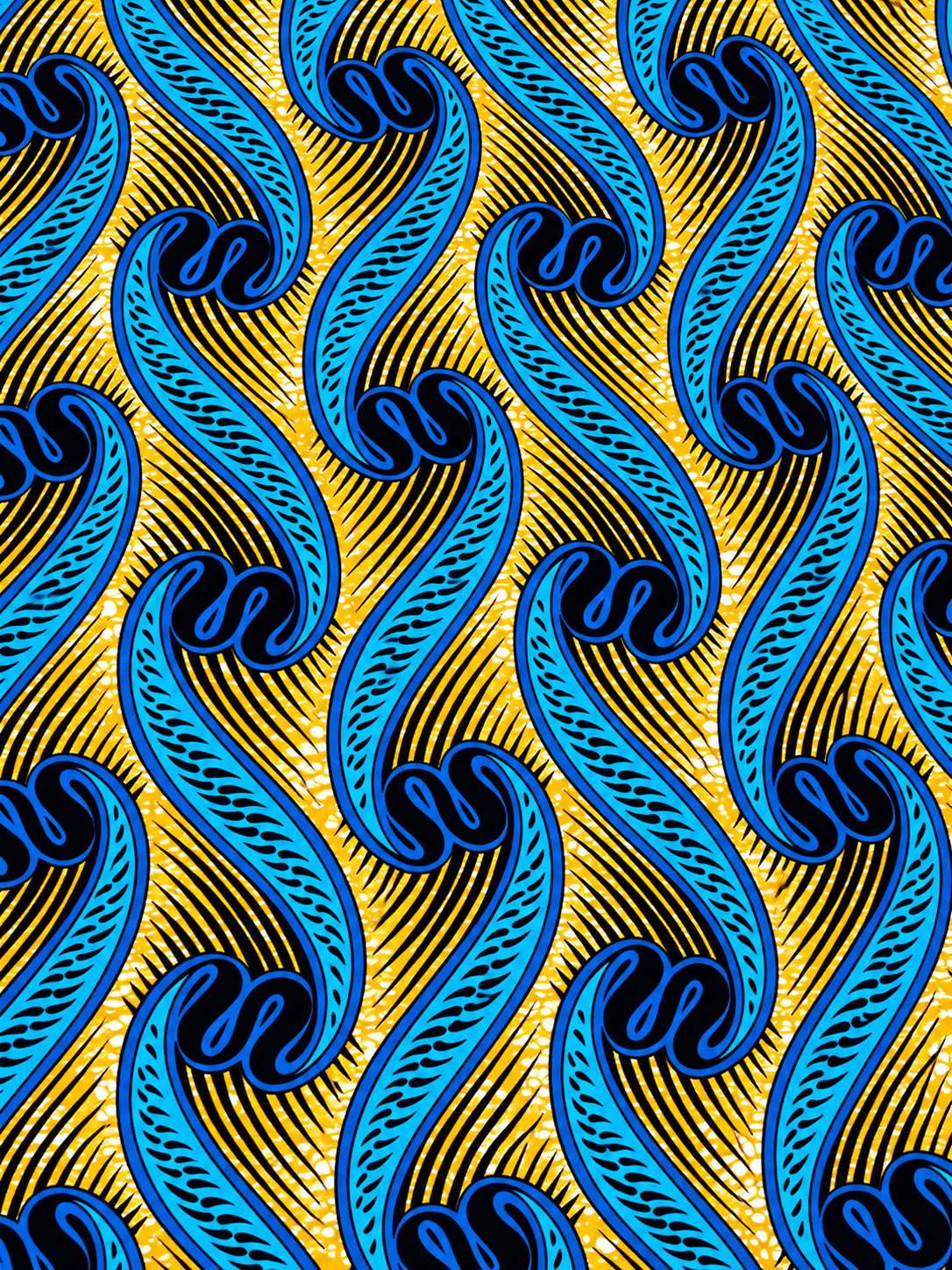 Blue & Gold African Print Fabric – Bold Swirl Ankara Wax Print | 6 Yards
