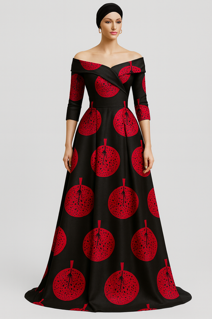 Black & Red Tree Ankara Print – Premium Quality African Fabric