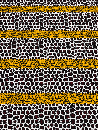 Yellow, Black & White African Print Cotton Fabric – 6 Yards