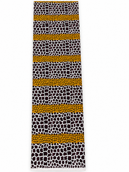 Yellow, Black & White African Print Cotton Fabric – 6 Yards