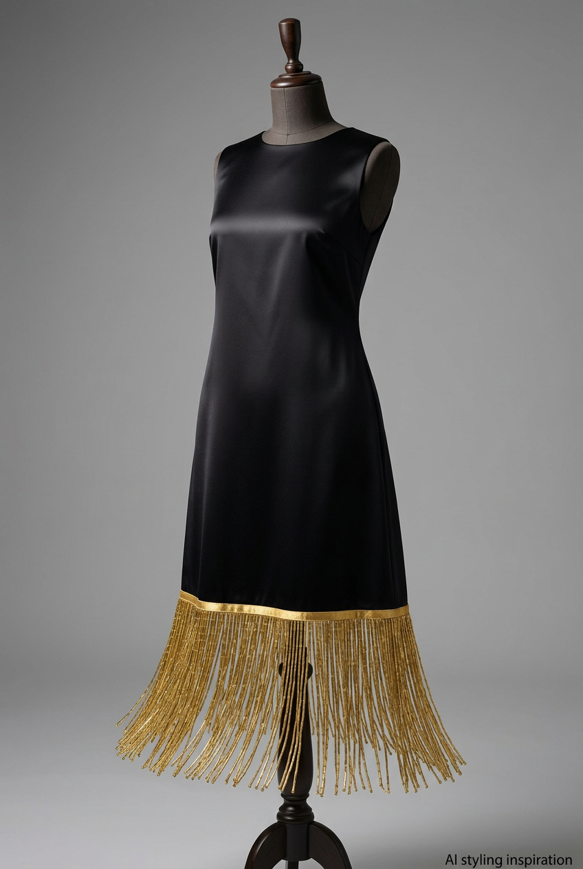 12-Inch Gold Glass Bugle Beaded Fringe Trim – Sold by the Yard