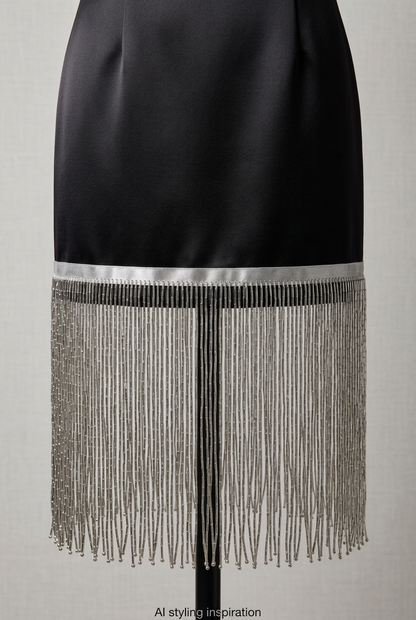 12-Inch Silver Bugle Beaded Fringe Trim – Sold by the Yard