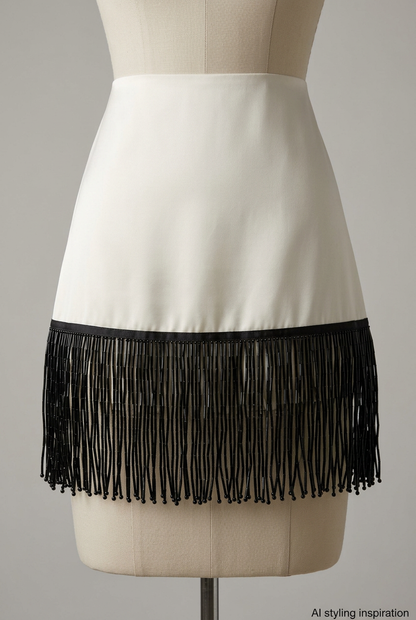 12-Inch Black Glass Bugle Beaded Fringe Trim – Sold by the Yard