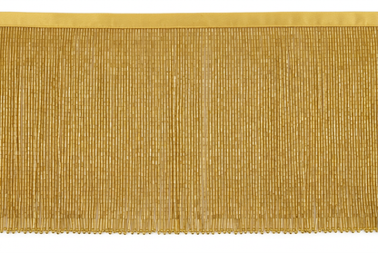 12-Inch Gold Glass Bugle Beaded Fringe Trim – Sold by the Yard