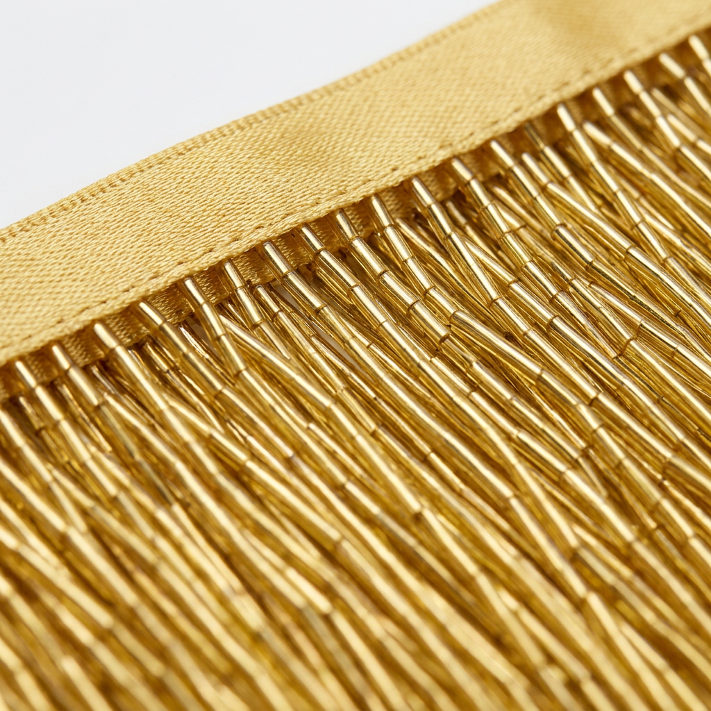 12-Inch Gold Glass Bugle Beaded Fringe Trim – Sold by the Yard