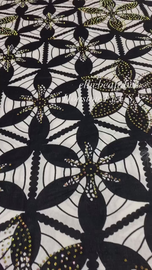 Beaded African print fabric