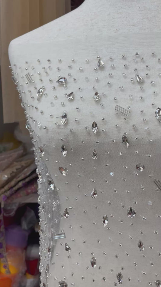 Crystal Beaded Lace – Luxury Couture Fabric by the Yard