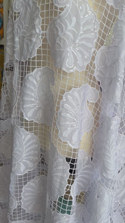 White cotton  embroidery lace