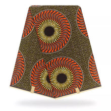 Load image into Gallery viewer, African print fabric with brown  and orange
