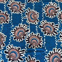 Load image into Gallery viewer, African Wax Print Blue, White-Maroon
