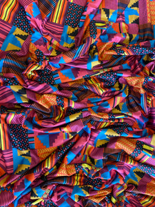 Stretch African Print Fabric in Nylon Spandex 4 Way Stretch
